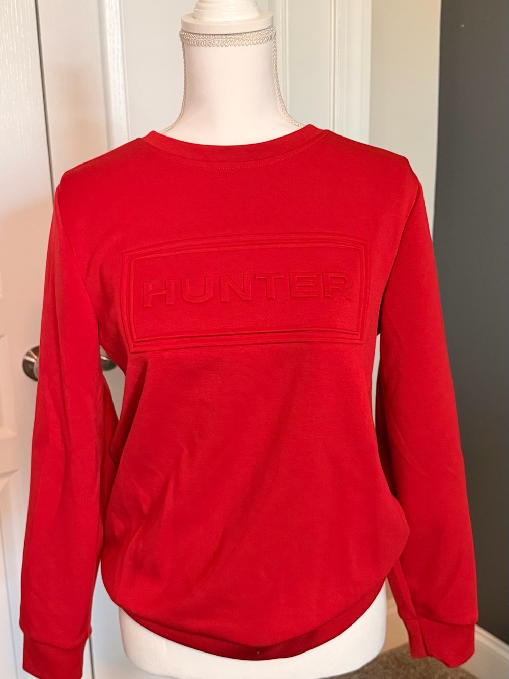 Hunter Red Embossed Logo Crewneck Sweatshirt